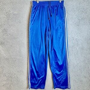 Active Joe Track Pants Mens Size Small Blue 3 Stripe Elastic Waist Polyester